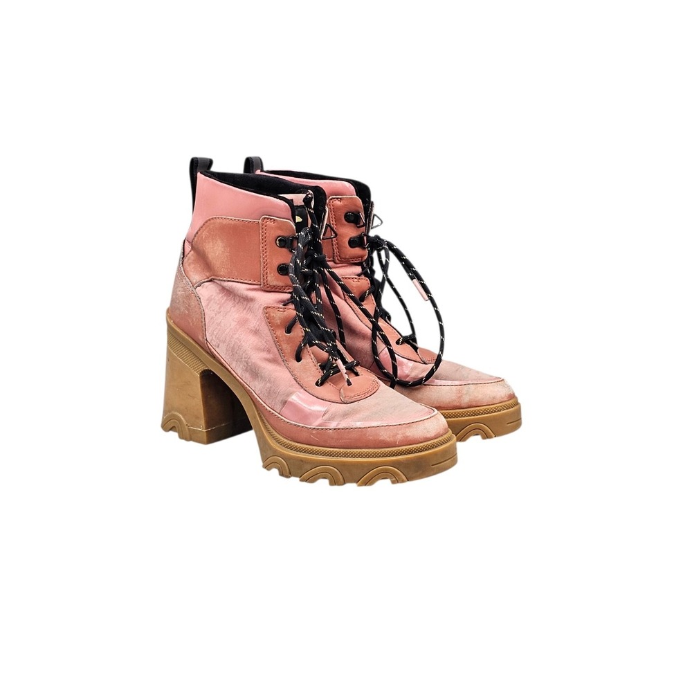 Sorel Women's Size 8‎ US Brex Heel Lace Lux Pink High Heel Boots Booties READ